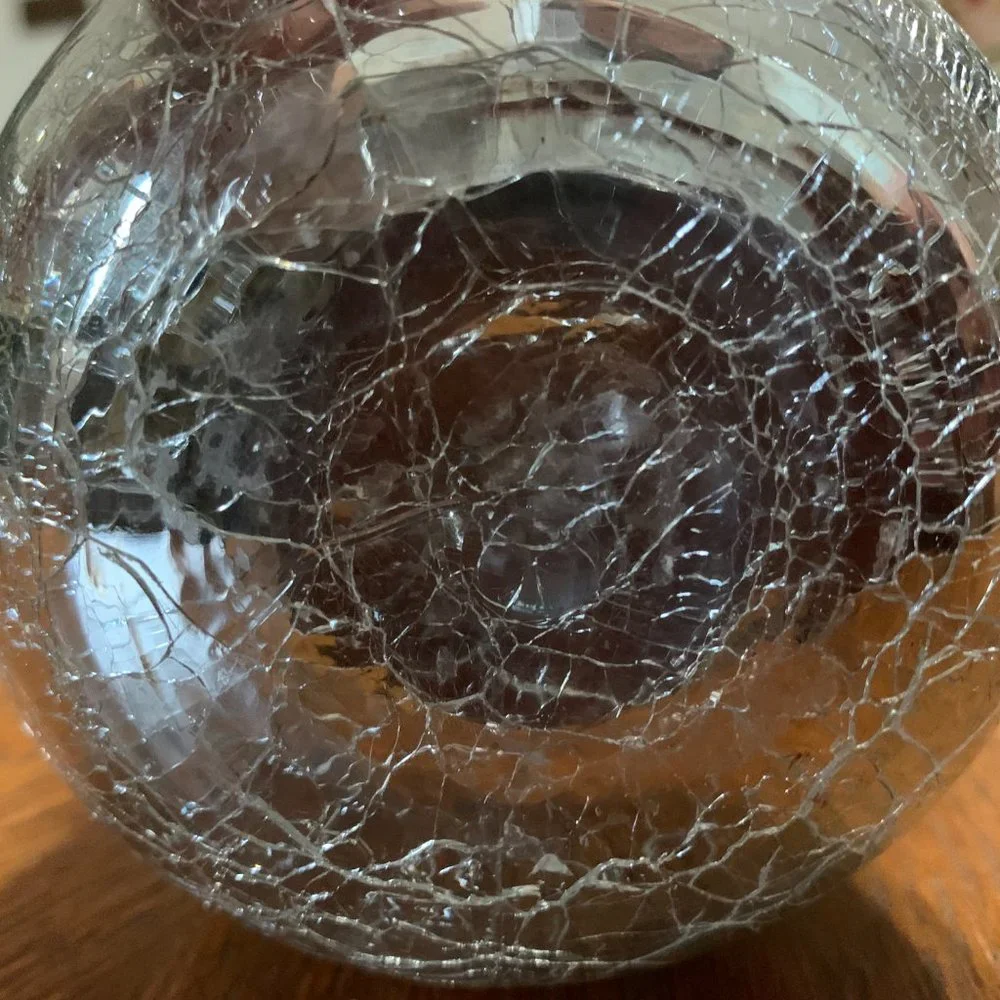 Mercury silver glass candle holder with faux succulent